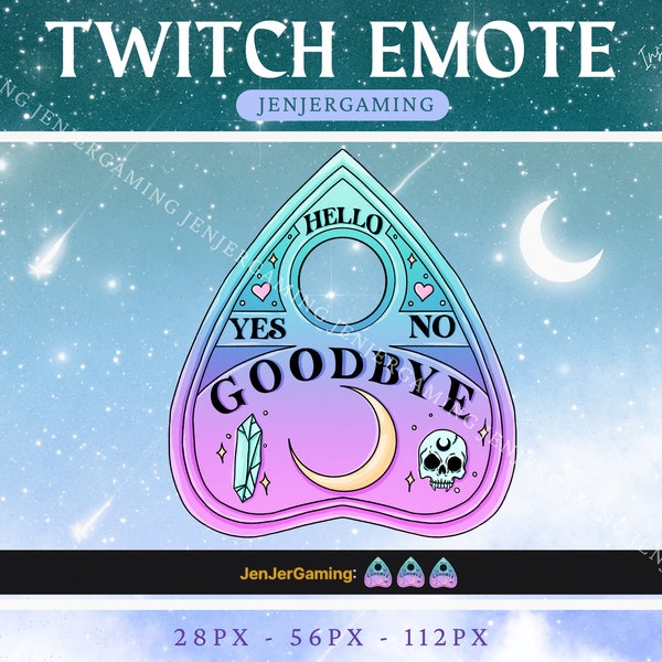 TWITCH EMOTE Ouija Planchette | Discord | Witchy | Celestial | Goth | Moon | Stars | Spooky | Streamer | Purple | Blue | Ghost | Overlay