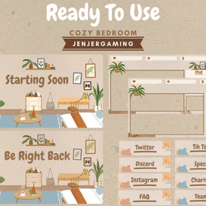 ANIMATED Cozy Bedroom Stream Package | Brown | Green | Cottagecore | Plant | Cozy | Coffee | Fall | Starting Soon | BRB | Offline
