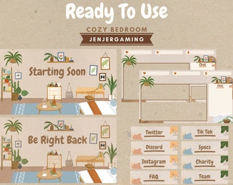 ANIMADO Cozy Bedroom Stream Package / Marrón / Verde / Cottagecore / Planta / Acogedor / Café / Otoño / Comenzando Pronto / BRB / Offline