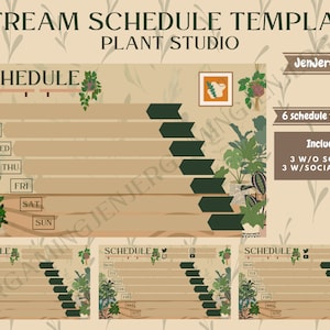SCHEDULE Plant Studio Stream BLANK Template | Green | Cozy | Greenery | Flower | Cottagecore | Lofi | Plants | Twitter | Instagram | Twitch