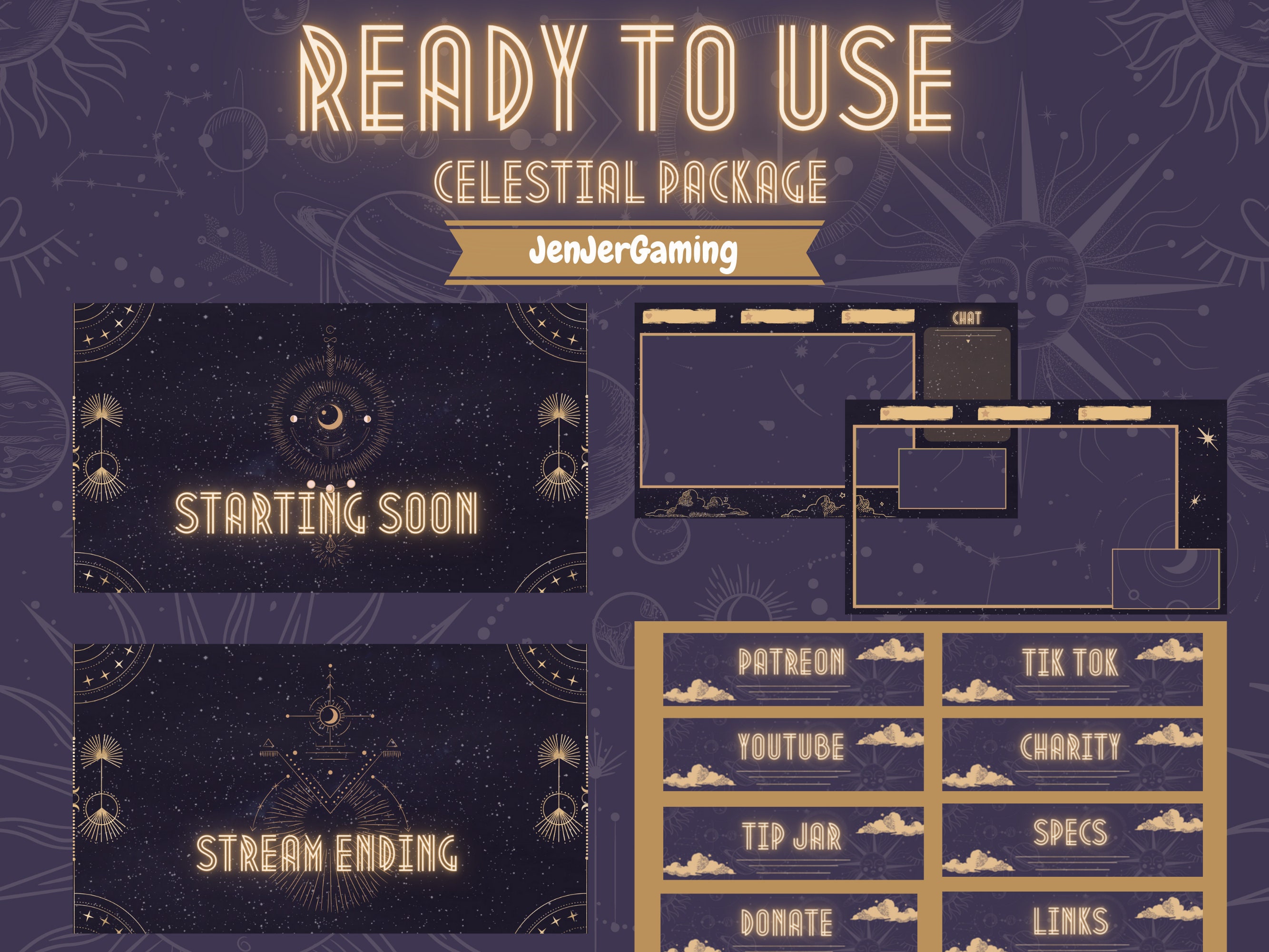 ANIMATED Celestial Galaxy Stream Package | Twitch Overlay | Purple ...