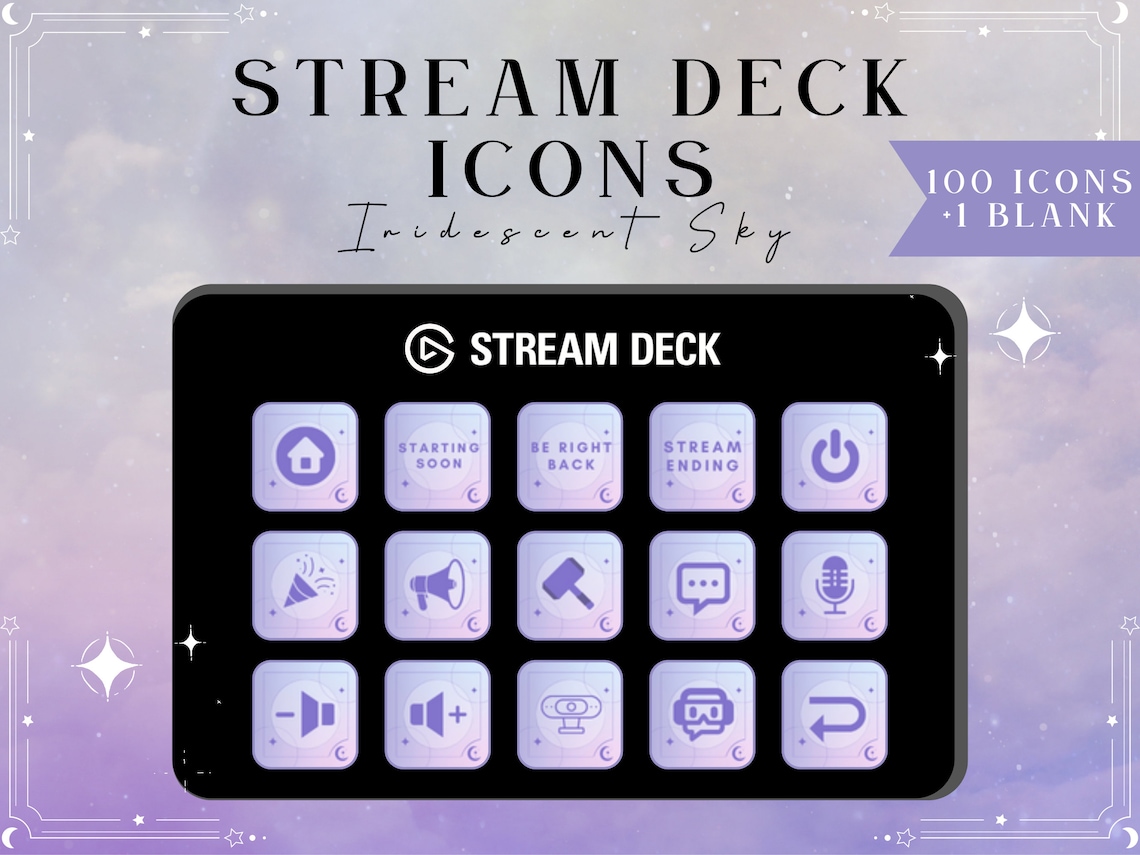 STREAM DECK Iridescent Sky Icons Streamer Twitch Discord - Etsy