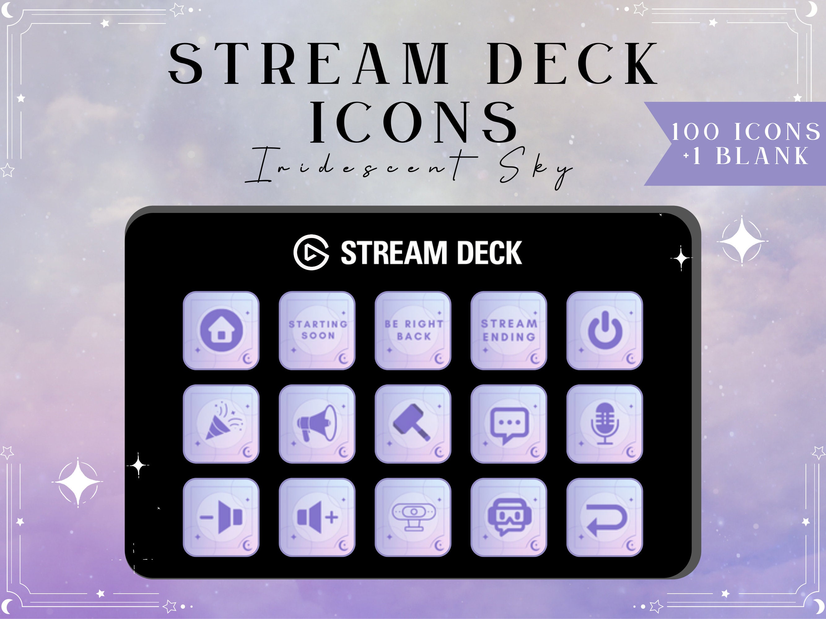STREAM DECK Iridescent Sky Icons Streamer Twitch Discord - Etsy UK