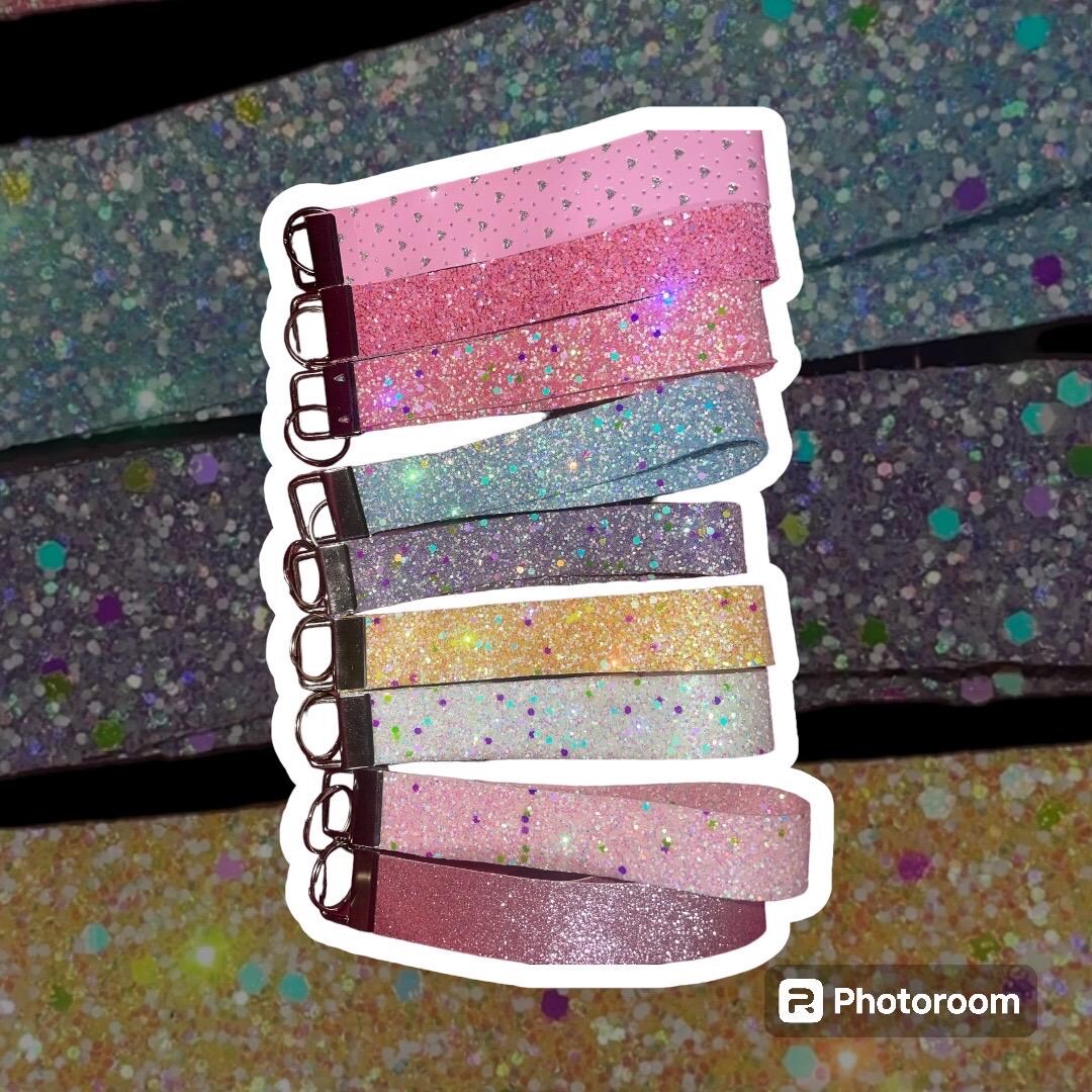 Glitter Wristlet Keychain Etsy