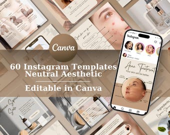 Skincare Instagram Templates Canva | Esthetician Social Media Kit | Beauty Business Post Pack | Editable Canva Instagram Templates
