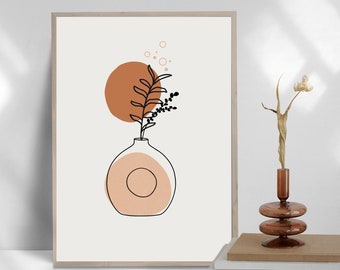 Boho Botanical Print, Abstract Vase Art (Digital Download)