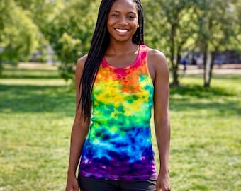 Hand Dyed Ribbed Tank Top: Unisex Cotton Tie Dye