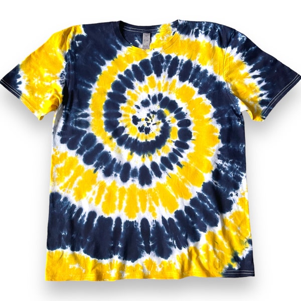 Navy blue and yellow Swirl Tie Dye Shirt, Tie Dye T-Shirt