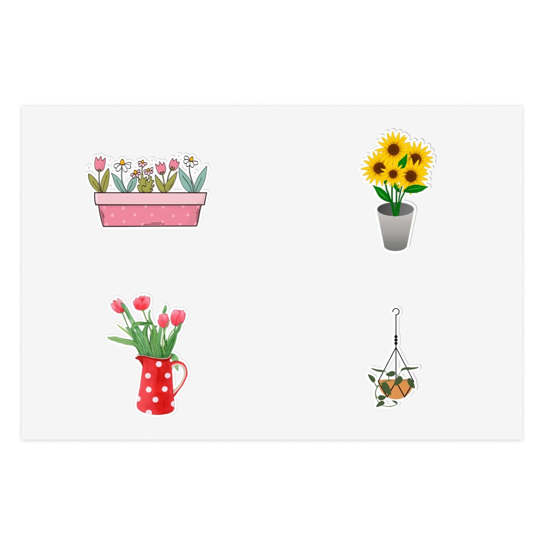 Spring Flower Stickers Sticker Sheet | Tulips Sunflowers Planter ...