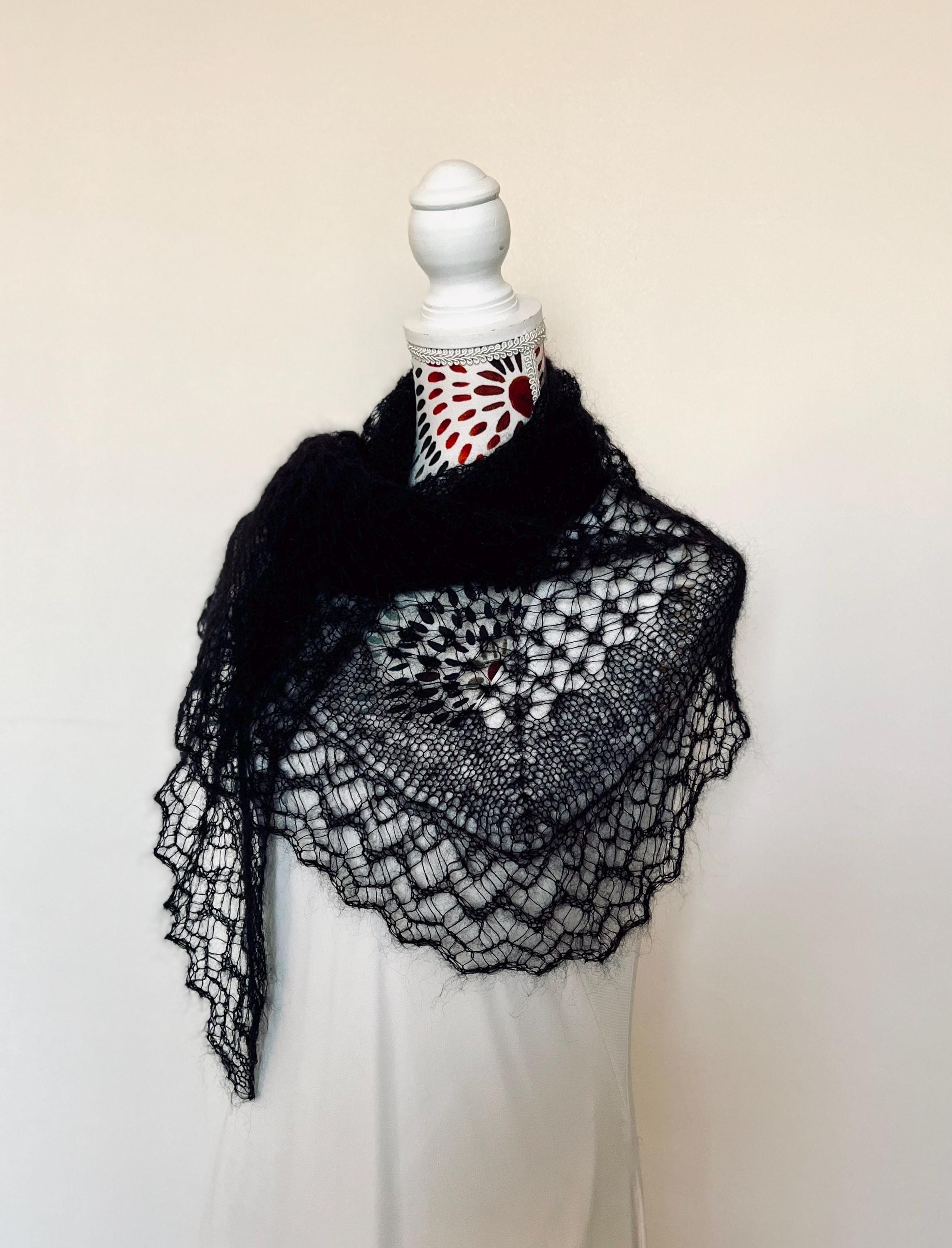 Étole Triangle En Dentelle Avec Glands - Foulard Femme Pour Mariage, Soirée, Fête - Taille 185x75 Cm Environ