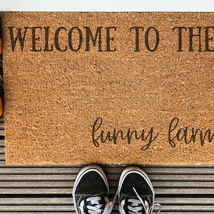 Welcome To The Funny Farm Doormat Minimalist Funny Sarcastic Entry Rug Coconut Coir Humorous Mat Whimsical Inspirational Housewarming Gift