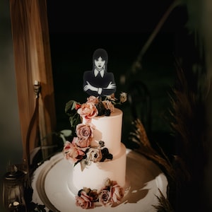 Wednesday Cake Topper, Addams Family Party Decor, Gothic Birthday Cake Topper, Custom Wednesday Theme Cake Topper, Spooky Party Decoration