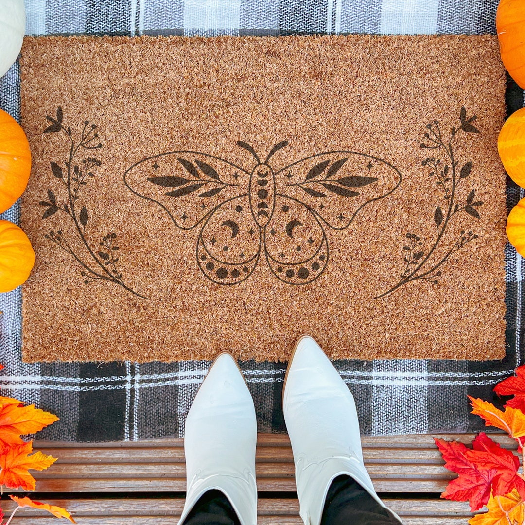 Witchy Moth Floral Doormat Cottagecore Aesthetic Cute Door Mat ...