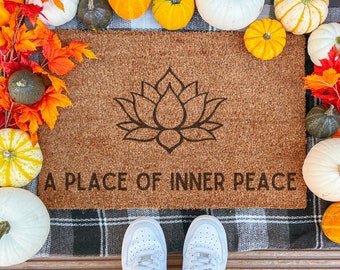 A Place Of Inner Peace Doormat Spiritual Mental Health Mat Inspirational Housewarming Yoga Lover Gift Peaceful Welcome Mindfulness Entry Rug