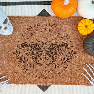 Ouija-Fußmatte, mystische Hexe, Hallo-Fußmatte, Einweihungsparty, lustiges Geschenk, böhmischer Kokosnuss-Kokosfaser-Eingangsteppich, Herbst-Geburtstagsgeschenk, Urlaub, gruselige Jahreszeit