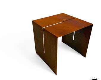 Outdoor table made of Corten steel, garden table made of Corten, side table for outdoors made of Corten steel