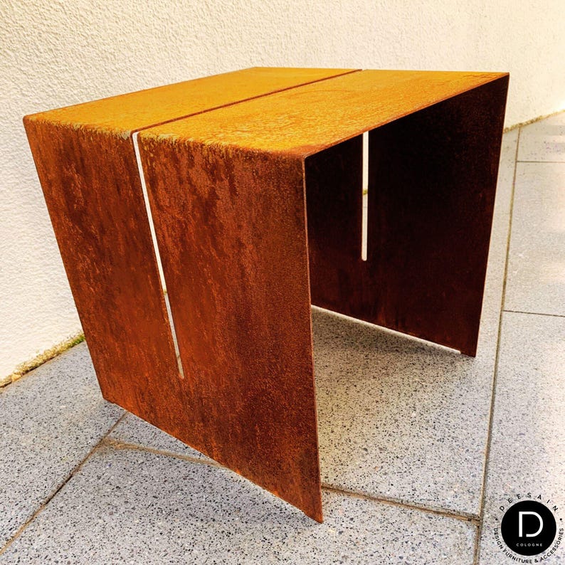 Outdoor-Tisch aus Cortenstahl, Gartentisch aus Corten, Beistelltisch für draußen aus Cortenstahl Bild 5