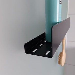Schwarzes Duschregal, Elegante Duschablage zum Einhängen an der Duschscheibe, stylische Duschablage ohne zu Bohren, Duschregal zum aufhängen Bild 8