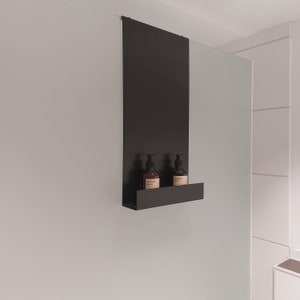 Stylisches Alu-Duschregal zum Einhängen an der Duschscheibe, einhängbare Duschablage ohne zu Bohren, minimalistisches Duschregal ohne Bohren zdjęcie 1