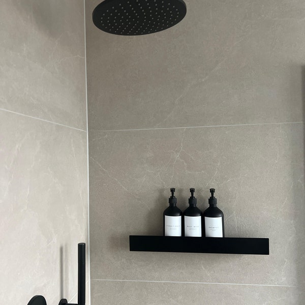 Étagère de douche noire, étagère de douche élégante en 30|50|70 cm en différentes couleurs, étagère de douche blanche à coller ou à visser