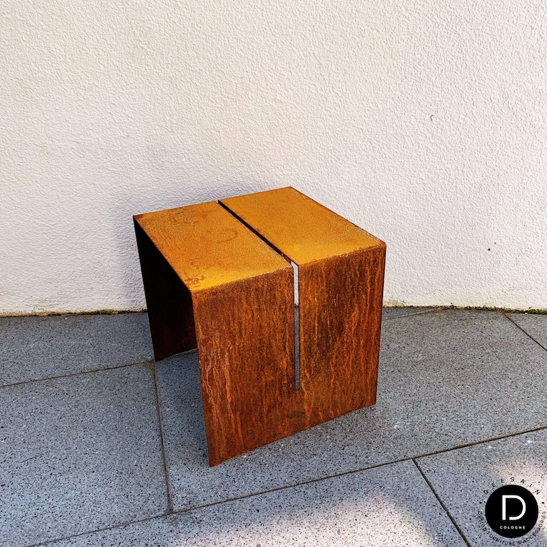 Outdoor-Tisch aus Cortenstahl, Gartentisch aus Corten, Beistelltisch für draußen aus Cortenstahl Bild 4