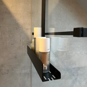 Schwarzes Duschregal, Elegante Duschablage zum Einhängen an der Duschscheibe, stylische Duschablage ohne zu Bohren, Duschregal zum aufhängen Bild 4