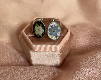 Pressed Flower Resin Ring | Adjustable Stainless Steel Botanical Jewelry