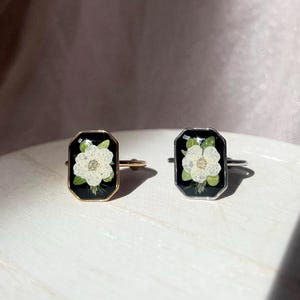 Pressed Flower Ring | Daisy Pressed Flower Ring | White Pressed Flower | Gold Pressed Flower | Silver Pressed Flower Ring | Cottagecore Ring