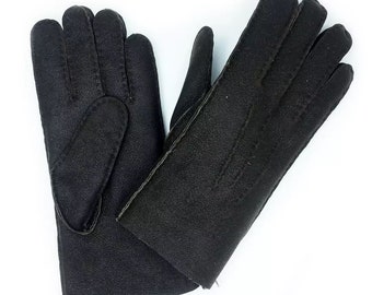 Gants fourrés en peau de Mouton Noir