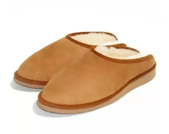 Mules / Slippers lined with sheepskin - Brown