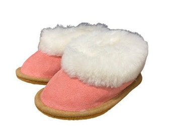 Children's sheepskin lined slippers - Pink