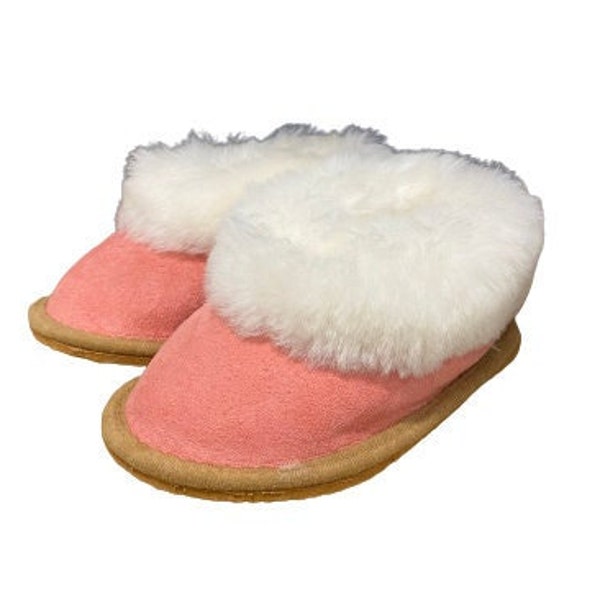 Chaussons Enfant fourrés en peau de mouton - Rose