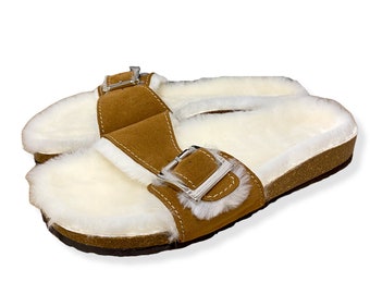 Sheepskin cork sandal