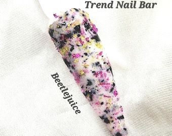 Beetlejuice| Halloween Foil Dip Powder| White Acrylic Nail Powder| Flake Nail Dip | Nail Dip Powder| Trend Nail Bar