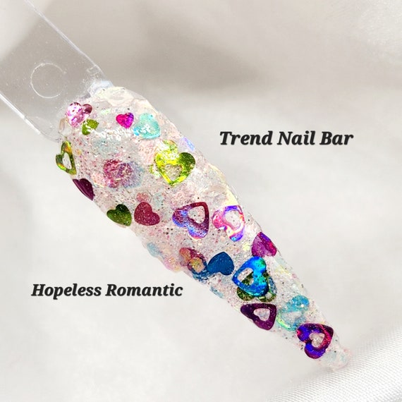 Heart Glitter Dip Nail Powder: Hopeless Romantic Valentines Day Acrylic Nail Art