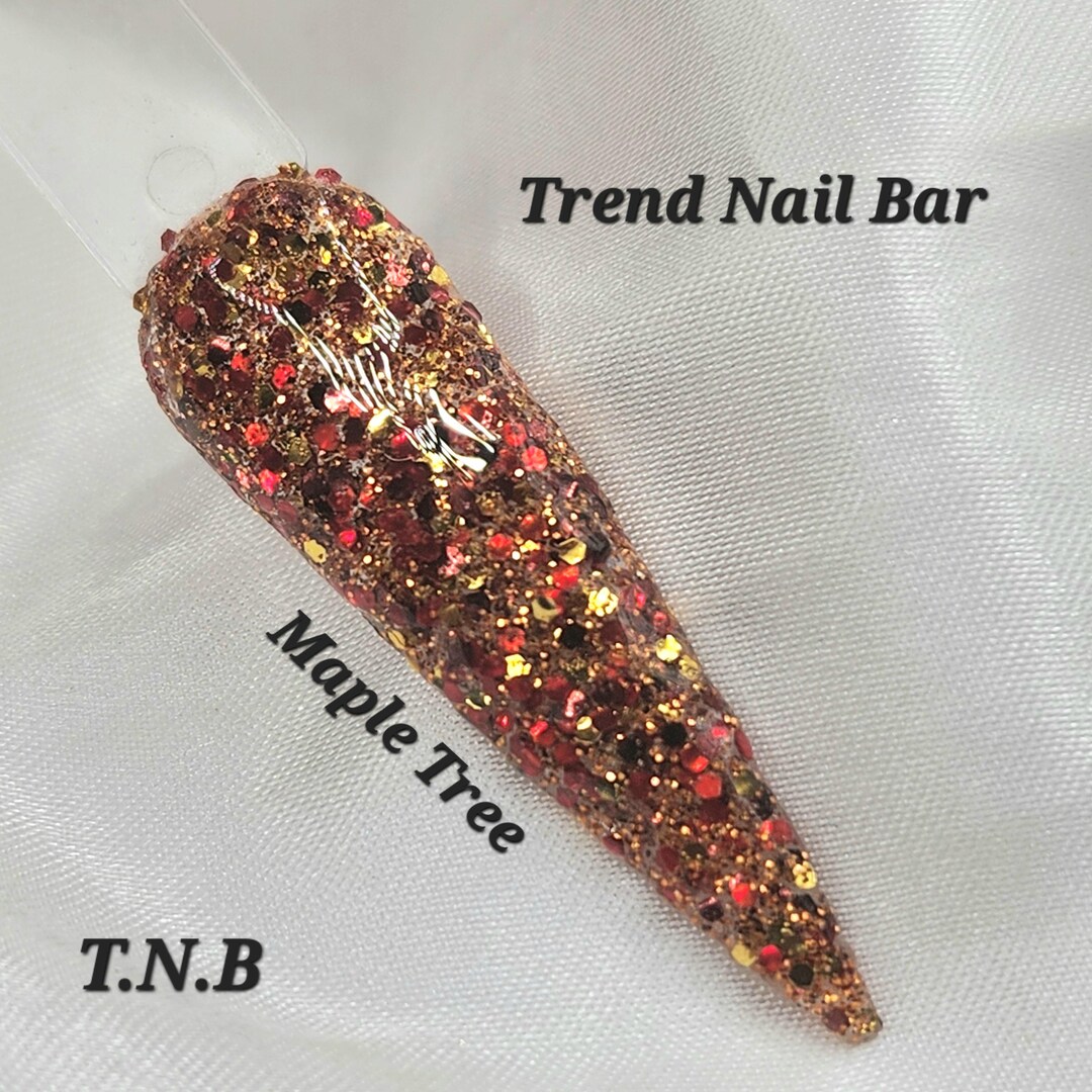 Maple Tree- Fall Glitter Dip Powder, Dip Powder for Nails Brown, Nail ...