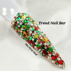 The First Noel: Christmas Nail Dip Powder with Chunky Glitter Stars