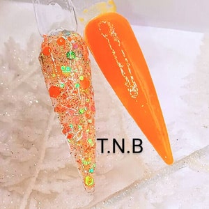 Sun-kiss Duo- Nail Dip Powder, Acrylic Nail Powder, Orange Dip Powder, Summer Dip Powder, Glitter Dip Powder, Dip Powder For Nails, Dipping