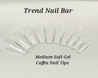 100/300/500 Coffin Medium/Short- Soft Gel Nail Tips, False Nail Tips, Nail Art Supply, Soak Off Nail Tips, Full Cover Nail Tips, Half Matte