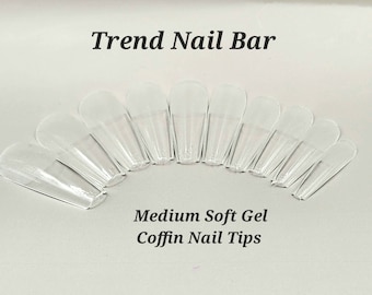 500 pcs Soft Gel Medium Short Coffin Nail Tips| Gel Full Cover Extension| Half Matte Acrylic False Nails| Press on Nail Box | Trend Nail Bar
