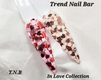 Valentine Glitter Dip Powder: Red & Pink Heart Acrylic Nail Powder