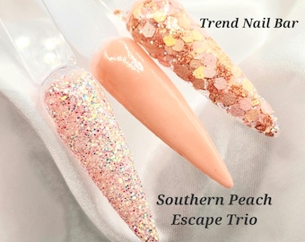 Southern Peach Escape- Acrylic Foil Glitter Dip Powder