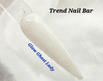 Ghost Lady White Shimmer Nail Dip Powder: Blue Glow Halloween Acrylic