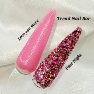 Pink Valentine Dip Powder Duo: Solid & Glitter Acrylic Nail Dip