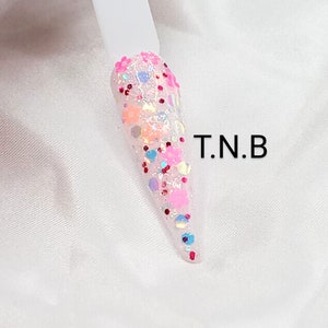White Playful Daisy- Nail Dip Powder, 3D Flowers Dip Powder, Dip Powder For Nails, Holographic Acrylic Dip Powder, White Glitter Dip Powder