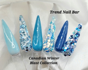 Winter Blue| Glitter Nail Dip Powder|Canadian Winter Blast Collection| Acrylic Dip Powder| Trend Nail Bar