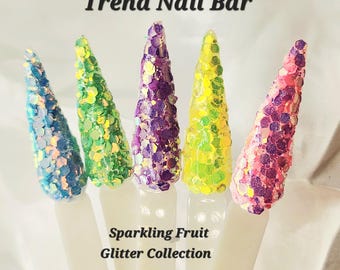 Sparkling Fruit| Glitter Dip Powder| Color Shifting Nail Art| Acrylic Dip Powder| Summer Nail Dip| Dip Powder| Trend Nail Bar