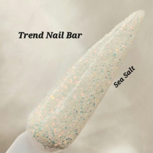 Sea Salt- Glitter Acrylic Nail Powder- Dip Powder For Nails- White Nail Dip Powder