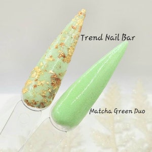 Matcha Green Latte Duo- Nail Dip Powder, Gold Foil Dip Powder, Light Green Shimmer Dip Powder, Dip powder, St. Patricks Dip Powder, Dip Nail