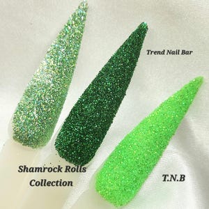 Rouleaux de trèfle - paillettes lâches pour ongles, paillettes de la Saint-Patrick, décoration d&#39;ongles pailletée au sucre, décoration verte à paillettes, ongles en sucre brut